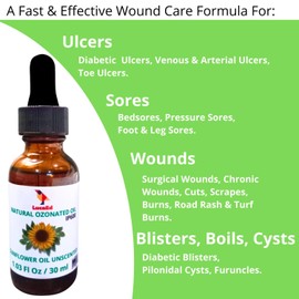 LucaED Ozonated Sunflower Oil for Face & Body – Boosts Collagen, Soothes Sensitive Skin, Hydrates Dry Skin & Supports Healthy Nails – Vegan & Paraben-Free - 1.03Oz/30ml