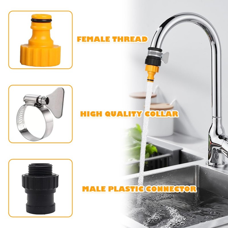 Adjustable Hose Tap Connector,14-17mm Universal Fit for Garden, Kitchen &