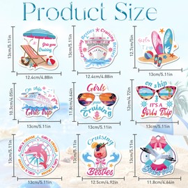 Cruise Door Decorations Magnetic, 9 Pcs Girls Trip Nautical Vacation Cruise Magnets, Girls Cruising Essentials Magnetic Ship Cabin Door Signs Fridge Decor