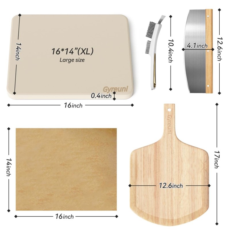 5 PCS Rectangle Pizza Stone Set, 16"Large Pizza Stone for