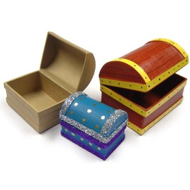 Major Brushes Set of 3 Mini Paper Mache Treasure Chests Box Decoupage Decoration Craft