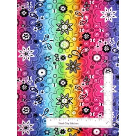 Freckle & Lollie (Fabric Traditions) Rainbow Flowers Ombre Fabric Flower Child Cotton Freckle & Lollie By The Yard