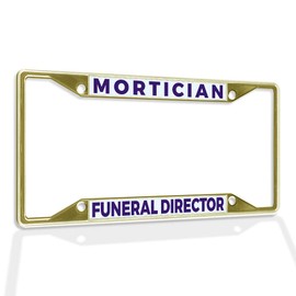 Fastasticdeals Metal Insert License Plate Frame Mortician Funeral Director Weatherproof Car Accessories Gold 4 Holes Solid Insert