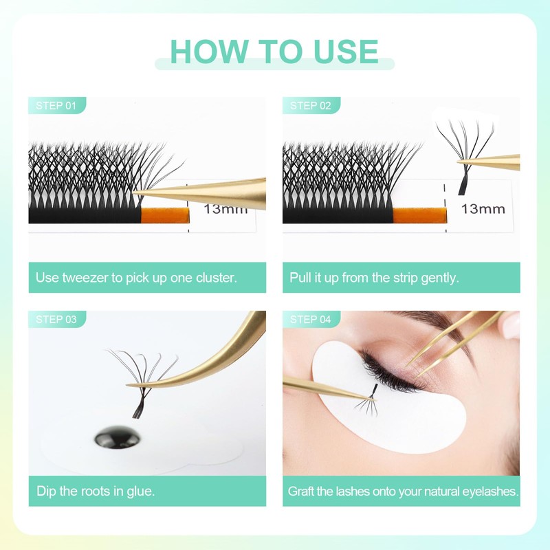 NAGARAKU Double Tips Eyelash Extensions, 5D W Shape Eyelash Extension,