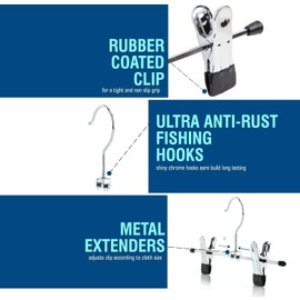 Dikenson Trouser Hangers - Pack of 12 Skirt Hangers with Adjustable Non Slip Clips Heavy Duty and Durable Pant hangers - Space Saving Hangers