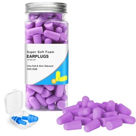 Tapones Oídos Cancelación de Ruido, Insonorizados de Espuma Suaves, Cómodos con Estuche Portati, Earplugs Reutilizables, de Silicona, Morado 61 Pares