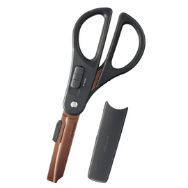 Kokuyo Scissors 2-Way Hakoake Titanium Glueless Blade, Black Hasa-PT412D