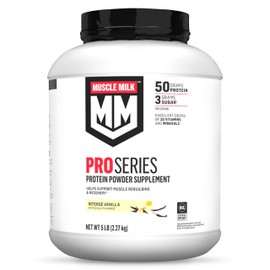 Muscle Milk Pro Series Protein Powder Supplement, Intense Vanilla, 5 Pound, 28 Servings, 50g Protein, 3g Sugar, 20 Vitamins & Minerals, NSF Certified for Sport, Workout Recovery, Packaging May Vary