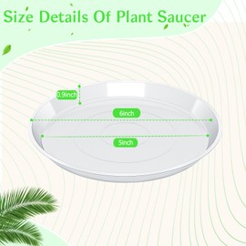 FUIJOL 6 Pack Clear Plant Suacer 4 6 8 10 12 14 16 18 20 Inch, Durable Plant Drip Trays Saucers for Pots, No Holes Water Catcher Trays for Indoor Outdoor Planter, Sturdy Base Plate(6", Clear)