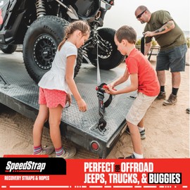 SpeedStrap 2" x 10' Red Heavy Duty Ratchet Tie Down with Twisted Snap Hooks & Axle Strap Combo - Red (1 Strap)