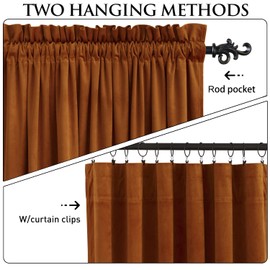 StangH Burnt Orange Curtains Fall - Super Soft Thick Velvet Blackout Window Treatments Thermal Insulated Energy Saving Sliding Door Panels for Living Dining Room/Doorway, W52 x L90, 2 Panels