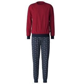 CALIDA Family & Friends Men's Warm Cotton Cuffed Pyjamas with Soft Cuffs, Rio Red