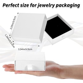 zisiueel 24 Pack Cardboard Jewelry Boxes, 3.54 × 3.54 x 1.26 Inch Jewelry Gift Boxes, Bulk Cotton Filled Small Box with Lids for Necklace Ring Earring Display (White)