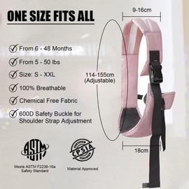 Baby Carrier, YAOYUQIAN Baby Sling Carrier with Adjustable Strap, Toddler Sling with Soft Padding & Non-Slip Hip Seat, for Infant and Toddler (7-44 LBS, 6-48 Months) (Pink)