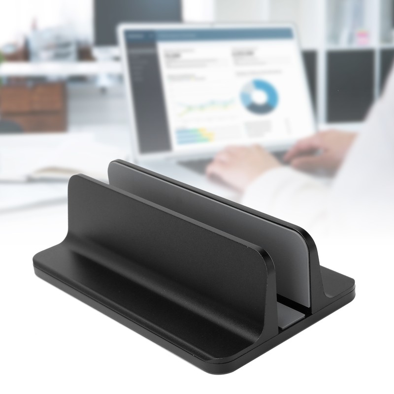 Aluminum Alloy Laptop Stand Vertical Adjustable Notebook Computer Storage HolderBlack