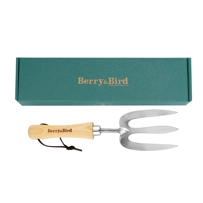 Berry&Bird Gardening Hand Fork, Stainless Steel Hand Weed Fork, Traditional