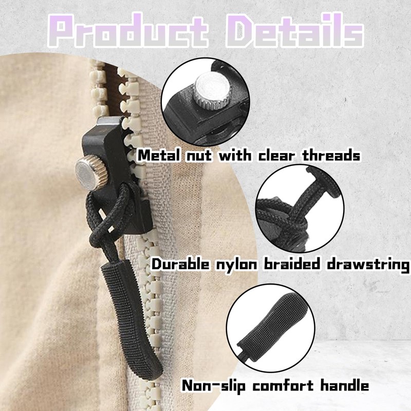 12pcs Zip Repair Kit, Universal Zipper Fixer, Instant Zipper Pull