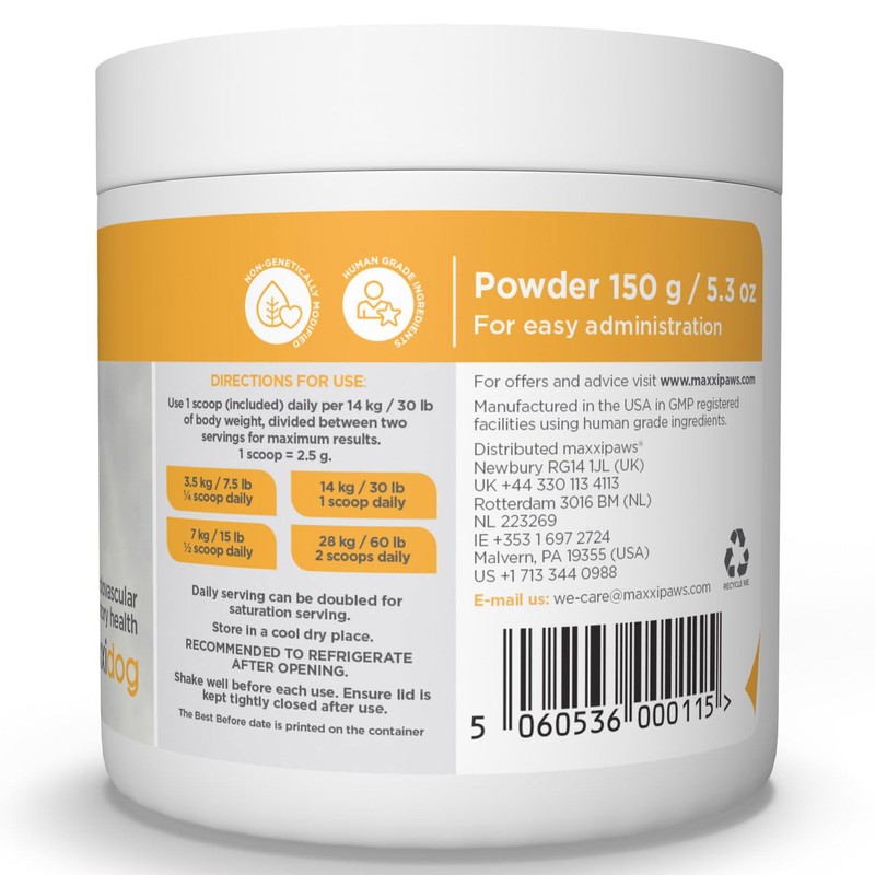 maxxipaws maxxicardio Heart and Cardiovascular Supplement for Dogs – Powder