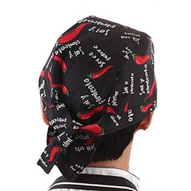 Chefs Cap SUPERTOOL Fashion Kitchen Cook Hats Hotel Chef Waiter Work Cap Canvas Elastic Skull Cap Pirate Cap Professional Catering Chef Hat Bandana Cap Ribbon Cap Turban (Red Pepper)