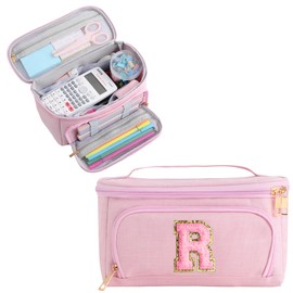 YOOLIFE Initial Pencil Case Large Capacity Pencil Pouch Handheld Pen Bag Cute Portable Gift for Office School Teen Girl Women 11 12 13 14 Year Old Girl Gifts Aesthetic Pencil Case Pencil Pouch Pink R