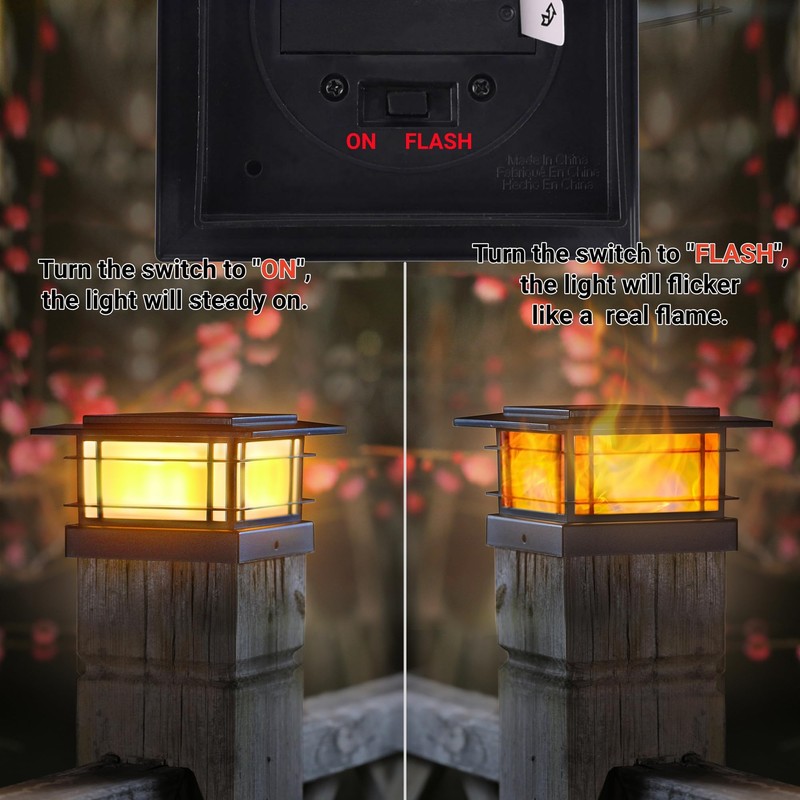 Dynaming 6 Pack Solar Post Cap Lights Outdoor with Flickering