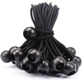 30 Pcs 9 Inches Ball Bungee Cords, Black Heavy Duty Heavyweight Tarp Black Ball Bungee, 4mm Thickness Weather Resistant Tie Down Strap, Suitable for Camping, Securing Tents, Fixing Cables and Hoses