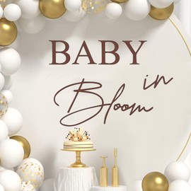 ChamThingzeal Baby in Bloom Sign,21x30inch Baby Shower Sign Decal,Baby in Bloom Wall Decorationsor Boy or Girl Baby Shower Gender Reveal 1st Birthday (Brown)