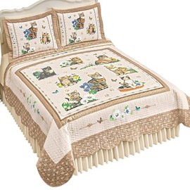 Collections Etc Cat Collage and Paw Print Border Polyester Quilt