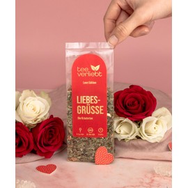 teeverliebt - Liebesgrüße BIO Kräutertee 50g lose | Love Edition | leckere Bio Kräutertee-Mischung ideal als Geschenk und für Muttertag
