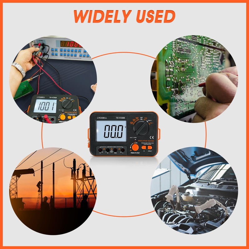 LYCEBELL Digital Insulation Resistance Tester LC-VC60B Megohmmeter 0.1~200 MΩ Insulation