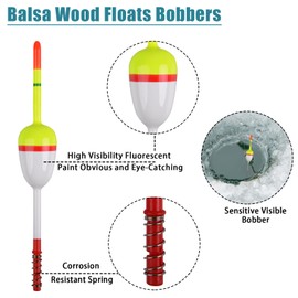 JSHANMEI Fishing Bobbers Slip Bobbers Wood Slip Floats Fishing Bobbers Floats Spring Bobbers for Fishing Crappie Panfish Walleyes Catfish 1.57in*0.91in*5.63in 10pcs