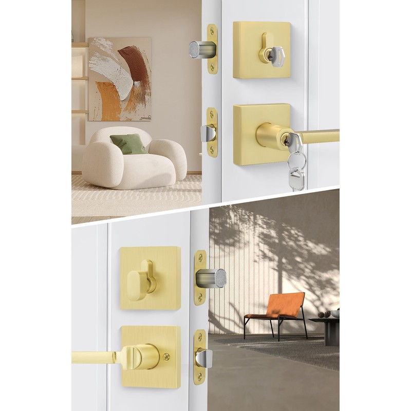 Goldenwarm Gold Exterior Door Lock Set with Deadbolt, Zinc Alloy