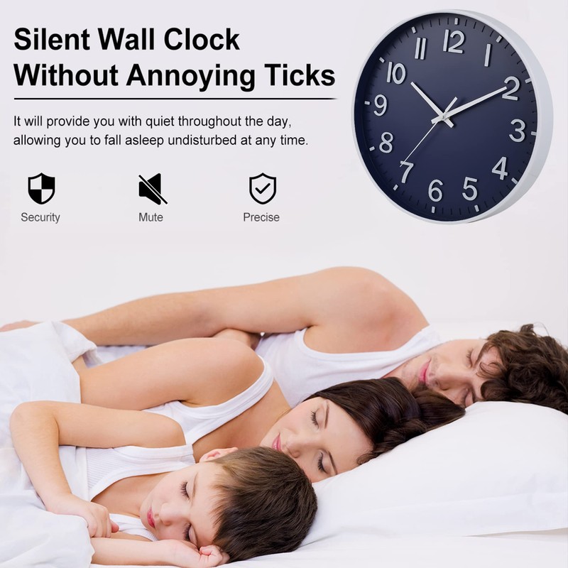 HZDHCLH Wall Clock 12 Inch Silent Non Ticking Clock for