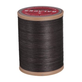 uxcell Flat Leather Sewing Waxed Thread, 190m / 208 Yards Polyester Wax String, 100D Wax Stitching Cord for Leather Crafts, Bookbinding, Bracelets Braided, Dark Brown