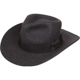 Sakkas 10EH Flynn Grosgrain Bow Wide Brim Wool Fedora - Charcoal - S/M