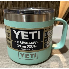 YETI Rambler 14 oz Sea Foam Green Mug with Mag Slider Lid Brand New A5