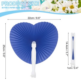 PATIKIL Heart Shape Paper Hand Fans, 20 Pack Bulk Folding Fan Handheld with Plastic Fan Handles for Wedding Party Decoration Birthday Guest Favors DIY Supplies, Navy Blue