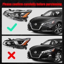 Huray LED Headlight Assembly Fit for Nissan Altima 2019-2022 LH Projector Headlamp w/LED DRL OE Style Replacement for NI2502266 Left Driver Side