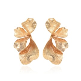Gold Flower Earrings for Women 3D Statement Hoop Earrings Party Wedding Prom Accessories 2025 Trending Gifts
