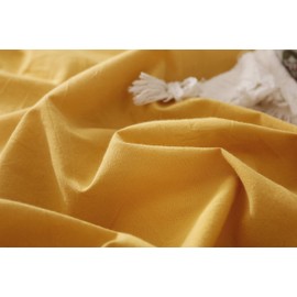 F.Y.Dreams 100% Washed Cotton Duvet Cover for Weighted Blanket 60x80 inches with 8 Ties, Zipper on Long Side/Yellow/Just Duvet Cover