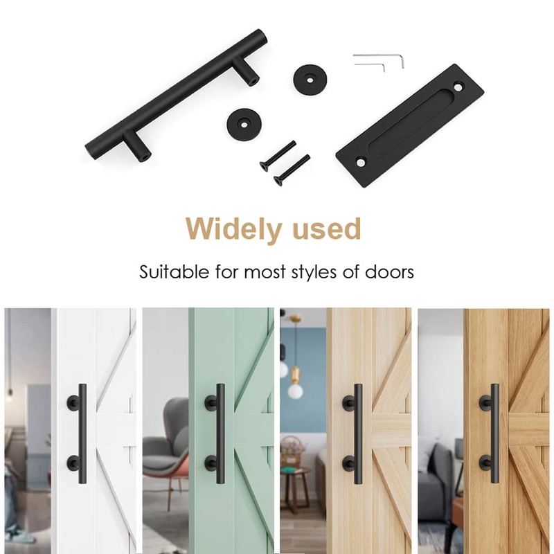 WINSOON 12" Sliding Barn Door Handles Hardware with Flush Finger