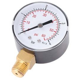 Oumefar 1/4" NPT Thread Super mini size Pressure Gauge Double Scale METAL Interface Water Pressure Meter Measuring Hydraulic Tool for Fuel Air Oil 0-60psi/0-4bar