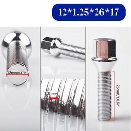 12x1.25 OEM/Stock Wheel Lug Bolts, 20pcs Chrome ET 28mm Shank 19mm Hex Lug Nut Bolts for 2015-2022 Je/ep Renegade, 2018-2022 Compass, 2014-2022 Cherokee and More