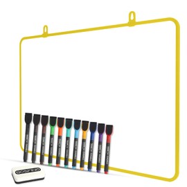 DumanAsen 30x40cm Magnetic Whiteboard - Dry Erase Board, Durable Writing Surface, Perfect for Office, Home, or Classroom Use, Includes whiteboard pens and Eraser, 12x16 Inches - Yellow