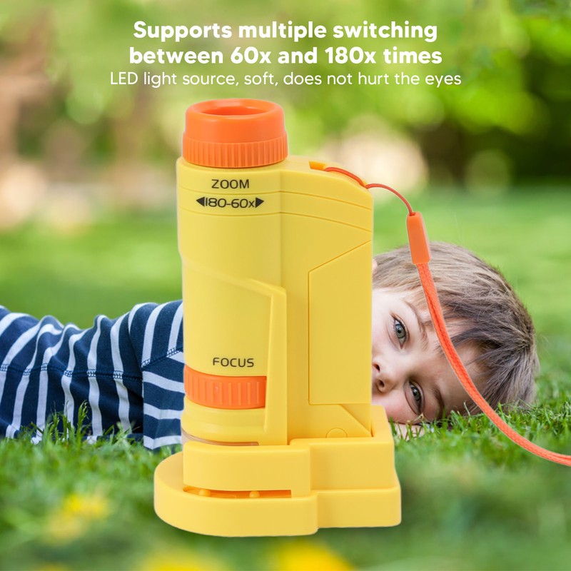Handheld Microscope Yellow Comfortable Square Handle LED Light Pocket Microscope