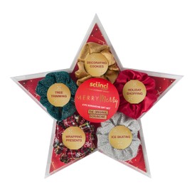 Scunci by Conair 5pk Christmas Scrunchie Star Gift Box - hair accessories for women - gifts for girls - hair ties - holiday gifts - scrunchies