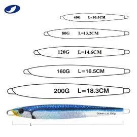 OCEAN CAT 1 PC Slow Fall Pitch Fishing Lures Sinking Lead Metal Flat Jigs Jigging Baits with Hook for Saltwater Fishing 4 Colors 160G/200G (7 Colors Comb, 120g(4 2/9oz))