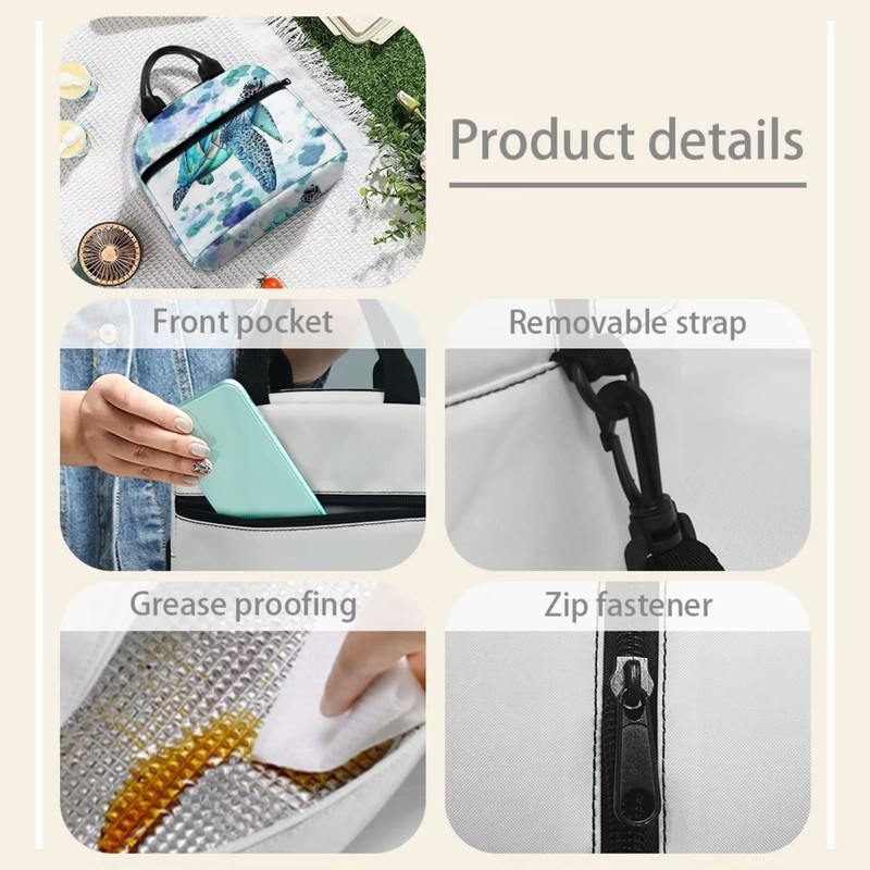 Showudesigns Sea Turtle Lunch Bags for Women Men Soft Cooler