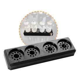 SplashNColor Quad 4X Vacuum Tube Holder Display Stand – Compatible with ECC88, 6DJ8, 6922 Tubes – Fits Schiit Audio Lyr and Valhalla – Heat-Resistant Satin Black Tube Rack