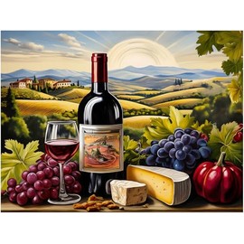 Wine Themed Tuscany Vineyard Pattern A1127 Accent Tile Mural Kitchen Bathroom Wall Backsplash Behind Stove Range Sink Splashback One Tile 10"x8" Ceramic, Glossy